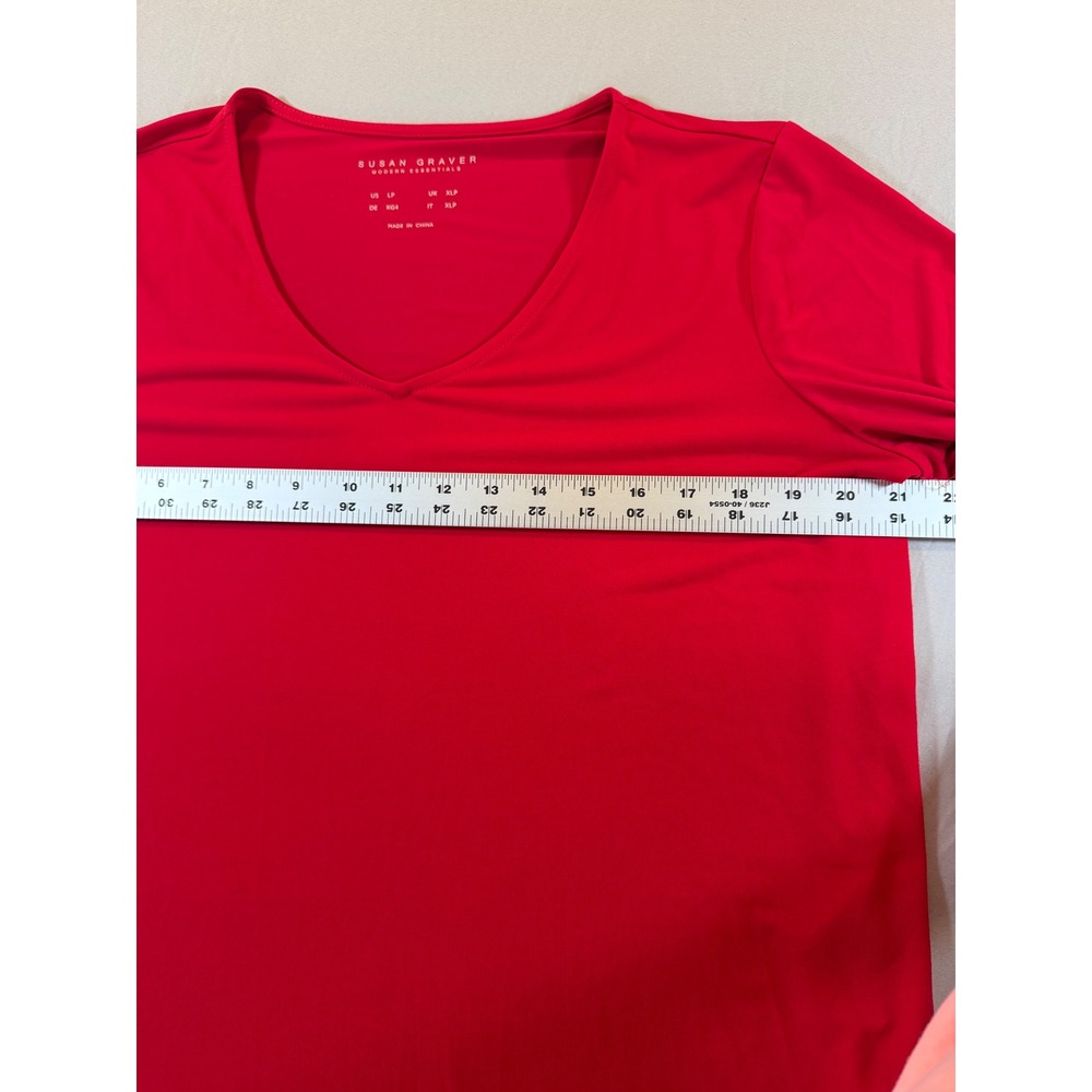Susan Graver Modern Essentials Red V-Neck 3/4 Sleeve Top Size‎ LP A512800 - Picture 4 of 9